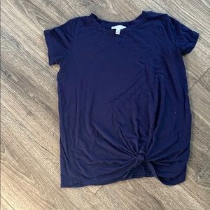 Blue tie front tee
